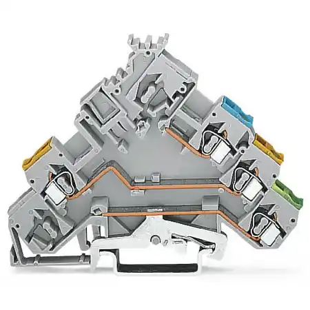 3-conductor actuator supply terminal block; with ground contact; with colored conductor entries; 2.5 mm²; CAGE CLAMP®; 2,50 mm²; gray Wago Ofertă
