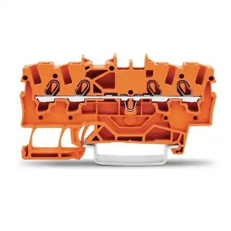 4-conductor through terminal block; 1.5 mm²; suitable for Ex e II applications; side and center marking; for DIN-rail 35 x 15 and 35 x 7.5; Push-in CAGE CLAMP®; 1,50 mm²; orange Wago Expediere rapidă