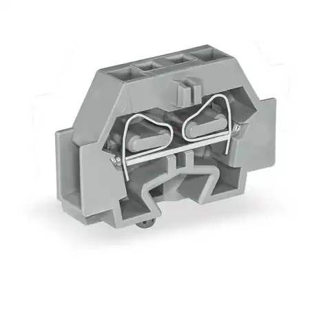 2-conductor terminal block; without push-buttons; with snap-in mounting foot; for plate thickness 0.6 - 1.2 mm; Fixing hole 3.5 mm Ø; 4 mm²; CAGE CLAMP®; 4,00 mm²; gray Wago Premium