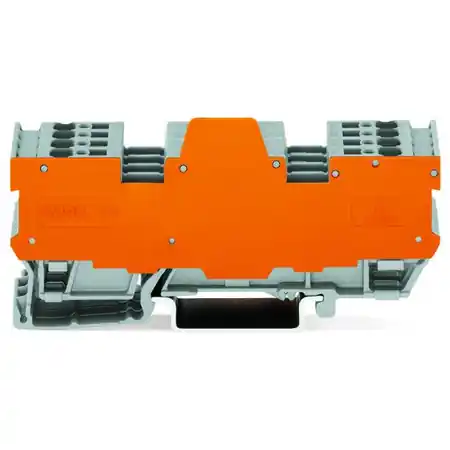 1-conductor/1-conductor terminal block for pluggable modules; 4-pole; with 2-conductor terminal blocks; with 2 jumper positions; with orange separator plate; for DIN-rail 35 x 15 and 35 x 7.5; 4 mm²; CAGE CLAMP®; 4,00 mm²; gray Wago Preferatul clienților