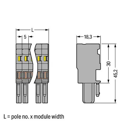 1-conductor female plug; 4 mm²; 4-pole; 4,00 mm²; gray, blue, green-yellow Wago Promoție
