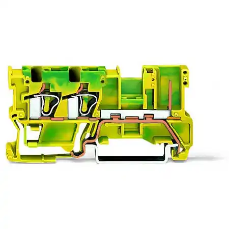 2-conductor/1-pin ground carrier terminal block; for DIN-rail 35 x 15 and 35 x 7.5; 4 mm²; CAGE CLAMP®; 4,00 mm²; green-yellow Wago Calitate înaltă