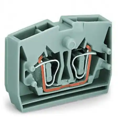 2-conductor end terminal block; without push-buttons; with fixing flange; for screw or similar mounting types; Fixing hole 3.2 mm Ø; 2.5 mm²; CAGE CLAMP®; 2,50 mm²; gray Wago Plată securizată