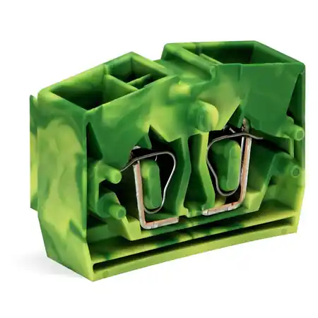 Ultima șansă 4-conductor end terminal block; without push-buttons; with fixing flange; for screw or similar mounting types; Fixing hole 3.2 mm Ø; 2.5 mm²; CAGE CLAMP®; 2,50 mm²; green-yellow Wago