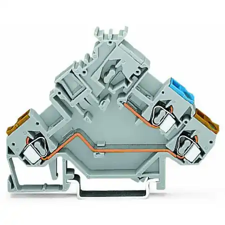 2-conductor actuator terminal block; with colored conductor entries; 2.5 mm²; CAGE CLAMP®; 2,50 mm²; gray Wago Promoție