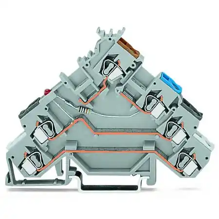 4-conductor sensor terminal block; LED (red); for PNP-(high-side) switching sensors; with colored conductor entries; 2.5 mm²; CAGE CLAMP®; 2,50 mm²; gray Wago Comandă acum