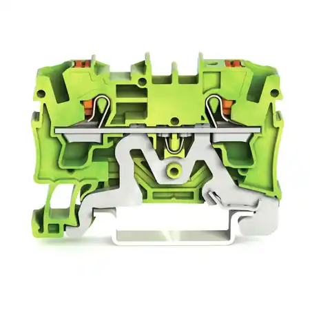 2-conductor ground terminal block; 4 mm²; with test port; side and center marking; for DIN-rail 35 x 15 and 35 x 7.5; Push-in CAGE CLAMP®; 4,00 mm²; green-yellow Wago Reduceri