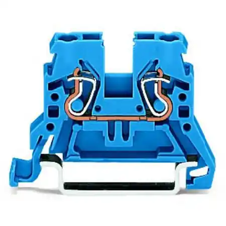2-conductor through terminal block; 2.5 mm²; suitable for Ex i applications; side and center marking; for DIN-rail 35 x 15 and 35 x 7.5; CAGE CLAMP®; 2,50 mm²; blue Wago Popular