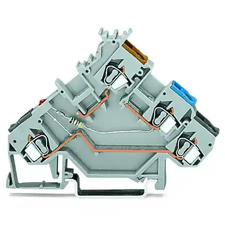 3-conductor sensor terminal block; LED (red); for NPN-(low-side) switching sensors; with colored conductor entries; 2.5 mm²; CAGE CLAMP®; 2,50 mm²; gray Wago Reducere extra