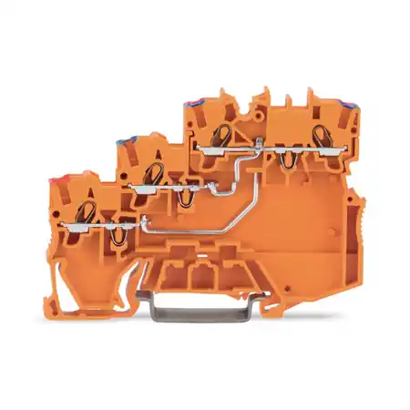3-conductor sensor supply terminal block; for PNP (positive) switching sensors; with colored conductor entries; 1 mm²; Push-in CAGE CLAMP®; 1,00 mm²; orange Wago Popular