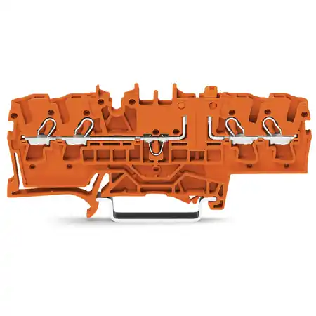 4-conductor disconnect/test terminal block; with test option; orange disconnect link; for DIN-rail 35 x 15 and 35 x 7.5; 2.5 mm²; Push-in CAGE CLAMP®; 2,50 mm²; orange Wago Comandă acum
