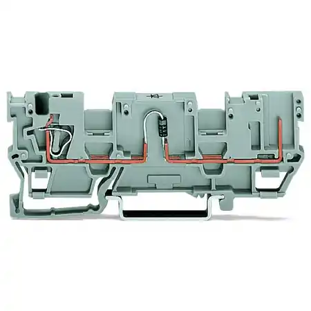 1-conductor/1-pin component carrier terminal block; with 2 jumper positions; with diode 1N4007; anode, left side; for DIN-rail 35 x 15 and 35 x 7.5; 4 mm²; CAGE CLAMP®; 4,00 mm²; gray Wago Reducere extra