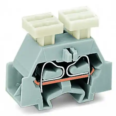 4-conductor terminal block; on both sides with push-button; with fixing flange; for screw or similar mounting types; Fixing hole 3.2 mm Ø; 2.5 mm²; CAGE CLAMP®; 2,50 mm²; gray Wago Disponibil imediat