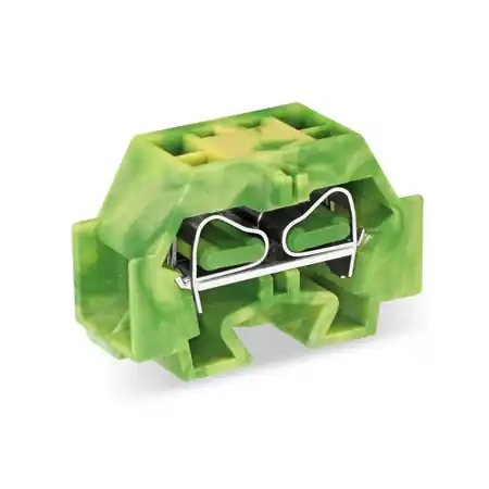 4-conductor terminal block; without push-buttons; with snap-in mounting foot; for plate thickness 0.6 - 1.2 mm; Fixing hole 3.5 mm Ø; 4 mm²; CAGE CLAMP®; 4,00 mm²; green-yellow Wago Ofertă de sezon