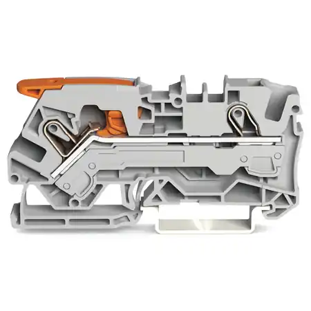 Vezi acum 2-conductor through terminal block; with lever and Push-in CAGE CLAMP®; 6 mm²; with test port; side and center marking; for DIN-rail 35 x 15 and 35 x 7.5; Push-in CAGE CLAMP®; 6,00 mm²; gray Wago