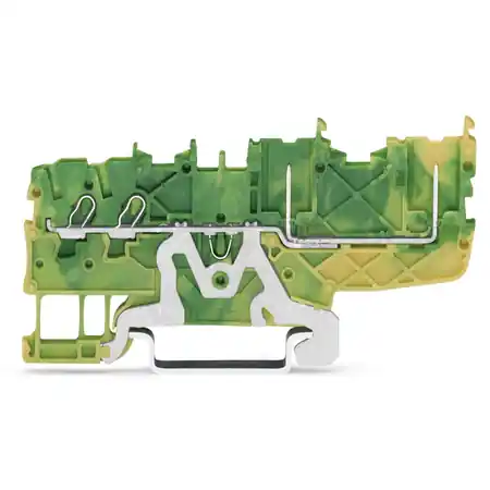 2-conductor/2-pin ground carrier terminal block; for DIN-rail 35 x 15 and 35 x 7.5; Push-in CAGE CLAMP®; 1,00 mm²; green-yellow Wago Preferatul clienților