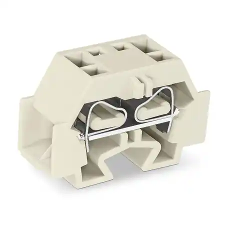 4-conductor terminal block; suitable for Ex e II applications; without push-buttons; with snap-in mounting foot; for plate thickness 0.6 - 1.2 mm; Fixing hole 3.5 mm Ø; 4 mm²; CAGE CLAMP®; 4,00 mm²; light gray Wago Reducere