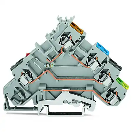 4-conductor sensor terminal block; LED (red); for PNP-(high-side) switching sensors; 2.5 mm²; CAGE CLAMP®; 2,50 mm²; gray Wago Livrare rapidă
