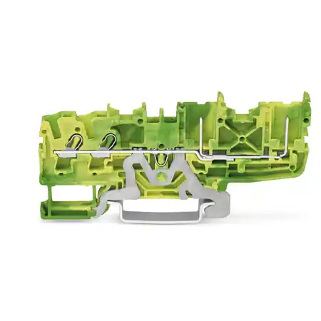 2-conductor/2-pin ground carrier terminal block; for DIN-rail 35 x 15 and 35 x 7.5; 2.5 mm²; Push-in CAGE CLAMP®; 2,50 mm²; green-yellow Wago Calitate înaltă