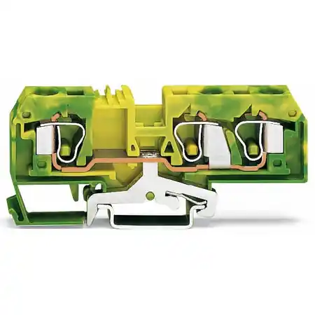 3-conductor ground terminal block; 10 mm²; suitable for Ex e II applications; center marking; for DIN-rail 35 x 15 and 35 x 7.5; CAGE CLAMP®; 10,00 mm²; green-yellow Wago Cumpără acum
