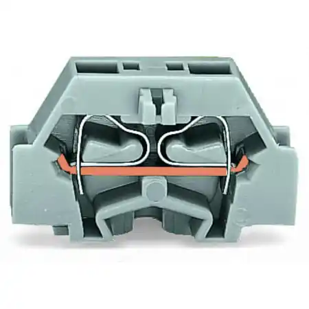 2-conductor terminal block; without push-buttons; with snap-in mounting foot; for plate thickness 0.6 - 1.2 mm; Fixing hole 3.5 mm Ø; 2.5 mm²; CAGE CLAMP®; 2,50 mm²; light gray Wago Retur ușor