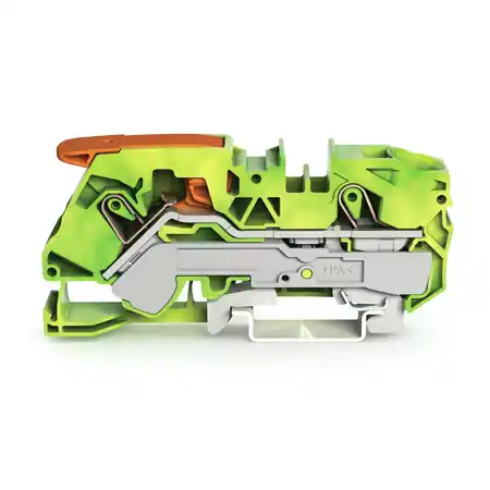 2-conductor ground terminal block; 16 mm²; with test port; side and center marking; for DIN-rail 35 x 15 and 35 x 7.5; Push-in CAGE CLAMP®; 16,00 mm²; green-yellow Wago Reducere de preț