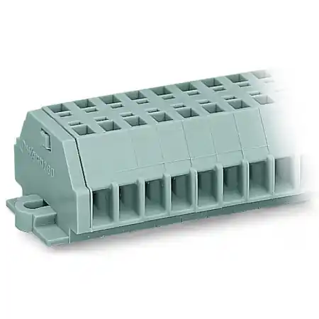 2-conductor terminal strip; 9-pole; without push-buttons; with snap-in mounting feet; for plate thickness 0.6 - 1.2 mm; Fixing hole 3.5 mm Ø; 1.5 mm²; CAGE CLAMP®; 1,50 mm²; gray Wago Ofertă limitată