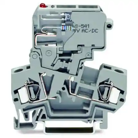 2-conductor fuse terminal block; with pivoting fuse holder; with blown fuse indication by LED; 15 - 30 V; for DIN-rail 35 x 15 and 35 x 7.5; 4 mm²; CAGE CLAMP®; 4,00 mm²; gray Wago Reducere de preț