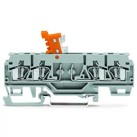 4-conductor disconnect/test terminal block; with pivoting knife disconnect; with test port; for 2 mm and 3 mm Ø test plugs; for DIN-rail 35 x 15 and 35 x 7.5; 2.5 mm²; CAGE CLAMP®; 2,50 mm²; orange Wago Cumpără online