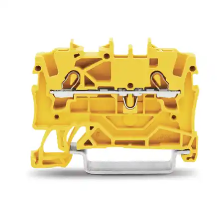 2-conductor through terminal block; 1.5 mm²; suitable for Ex e II applications; side and center marking; for DIN-rail 35 x 15 and 35 x 7.5; Push-in CAGE CLAMP®; 1,50 mm²; yellow Wago Bestseller