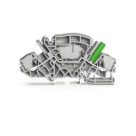2-conductor through terminal block; 6 mm²; with touch-proof test socket; for 4 mm Ø test plugs; side and center marking; for DIN-rail 35 x 15 and 35 x 7.5; Push-in CAGE CLAMP®; 6,00 mm²; gray Wago Ofertă limitată