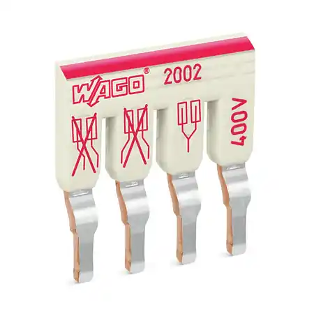 Vezi acum Staggered jumper; insulated; 4-way; Nominal current 25 A; suitable for 2002 and 2003 Series rail-mounted terminal blocks; light gray Wago