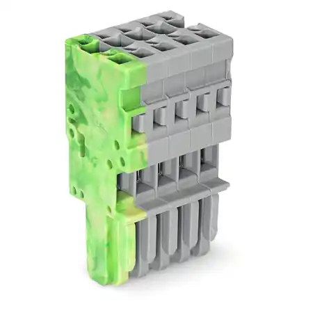 1-conductor female plug; 4 mm²; 5-pole; 4,00 mm²; green-yellow, gray Wago Reducere extra