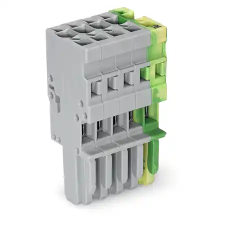 1-conductor female plug; 4 mm²; 5-pole; 4,00 mm²; gray, green-yellow Wago Transport gratuit