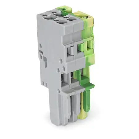 1-conductor female plug; 4 mm²; 3-pole; 4,00 mm²; gray, green-yellow Wago Doar azi