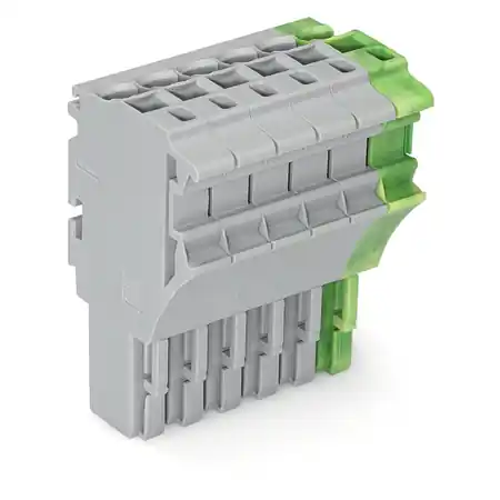 1-conductor female plug; 2.5 mm²; 6-pole; 2,50 mm²; gray, green-yellow Wago Transport gratuit