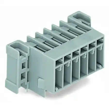 Vezi acum THT male header; 1.0 x 1.0 mm solder pin; angled; clamping collar; Pin spacing 5 mm; 13-pole; gray Wago