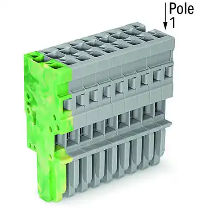 1-conductor female plug; 4 mm²; 10-pole; 4,00 mm²; green-yellow, gray Wago Noutate