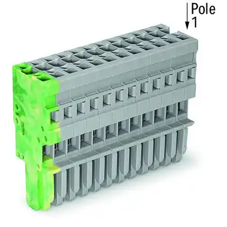 1-conductor female plug; 4 mm²; 15-pole; 4,00 mm²; green-yellow, gray Wago Plată sigură