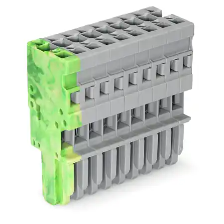1-conductor female plug; 4 mm²; 9-pole; 4,00 mm²; green-yellow, gray Wago Chilipir