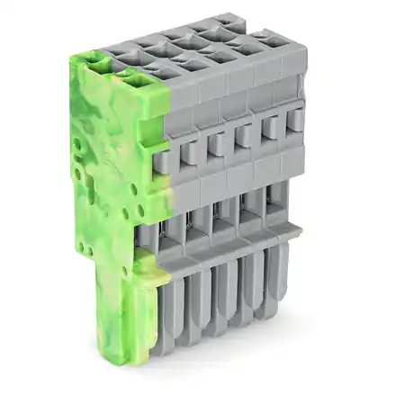 1-conductor female plug; 4 mm²; 6-pole; 4,00 mm²; green-yellow, gray Wago Discount
