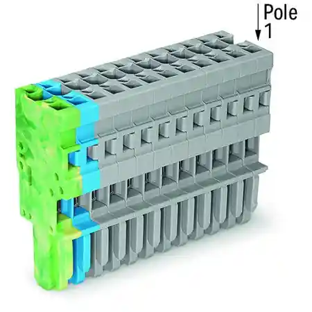 1-conductor female plug; 4 mm²; 14-pole; 4,00 mm²; green-yellow, blue, gray Wago Reducere