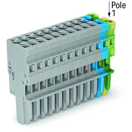 Ultima șansă 1-conductor female plug; 4 mm²; 14-pole; 4,00 mm²; gray, blue, green-yellow Wago