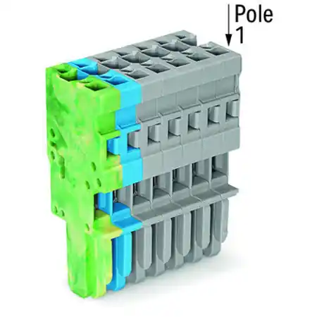 1-conductor female plug; 4 mm²; 8-pole; 4,00 mm²; green-yellow, blue, gray Wago Lichidare de stoc