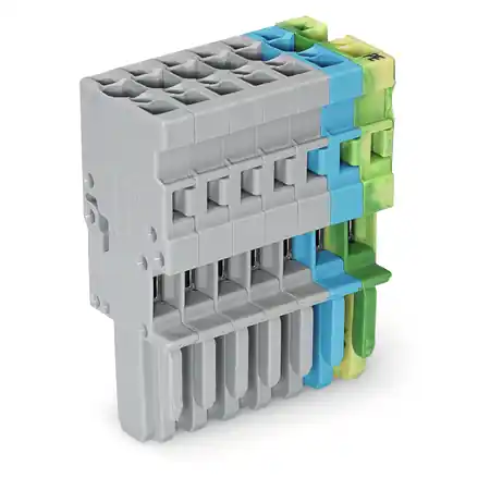 1-conductor female plug; 4 mm²; 7-pole; 4,00 mm²; gray, blue, green-yellow Wago Doar azi