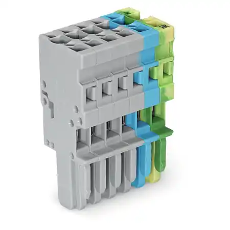 1-conductor female plug; 4 mm²; 6-pole; 4,00 mm²; gray, blue, green-yellow Wago Livrare expres