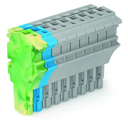 1-conductor female plug; 2.5 mm²; 9-pole; 2,50 mm²; green-yellow, blue, gray Wago Doar azi