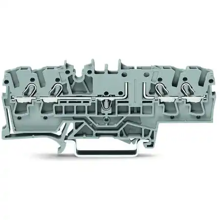 4-conductor carrier terminal block; with push-button; for DIN-rail 35 x 15 and 35 x 7.5; 2.5 mm²; Push-in CAGE CLAMP®; 2,50 mm²; gray Wago Reducere extra