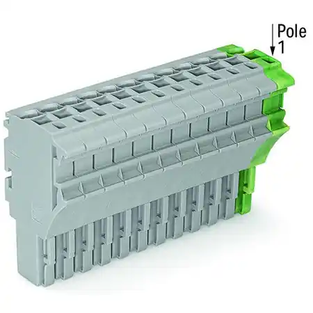 Ultima șansă 1-conductor female plug; 2.5 mm²; 14-pole; 2,50 mm²; gray, green-yellow Wago