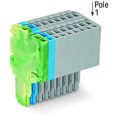 2-conductor female connector; 1.5 mm²; 10-pole; 1,50 mm²; green-yellow, blue, gray Wago Cumpărături sigure